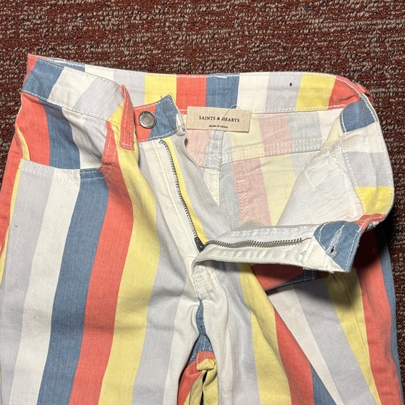 Saints & hearts colorful striped bell bottom pants high waisted dramatic bells - Picture 4 of 14